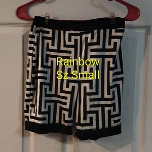 Rainbow Black and White Geometric Women's Shorts